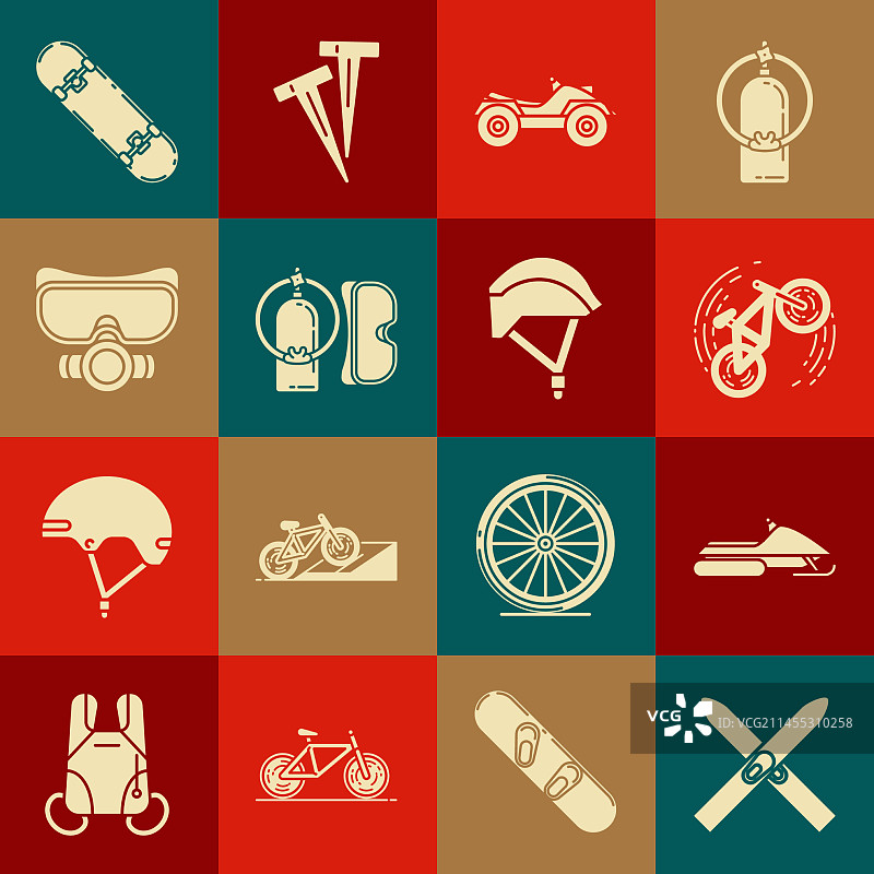 滑雪板、滑雪杖、雪地摩托车和自行车特技合集图片素材