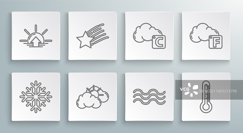 雪花流星太阳云朵线条素材图片素材