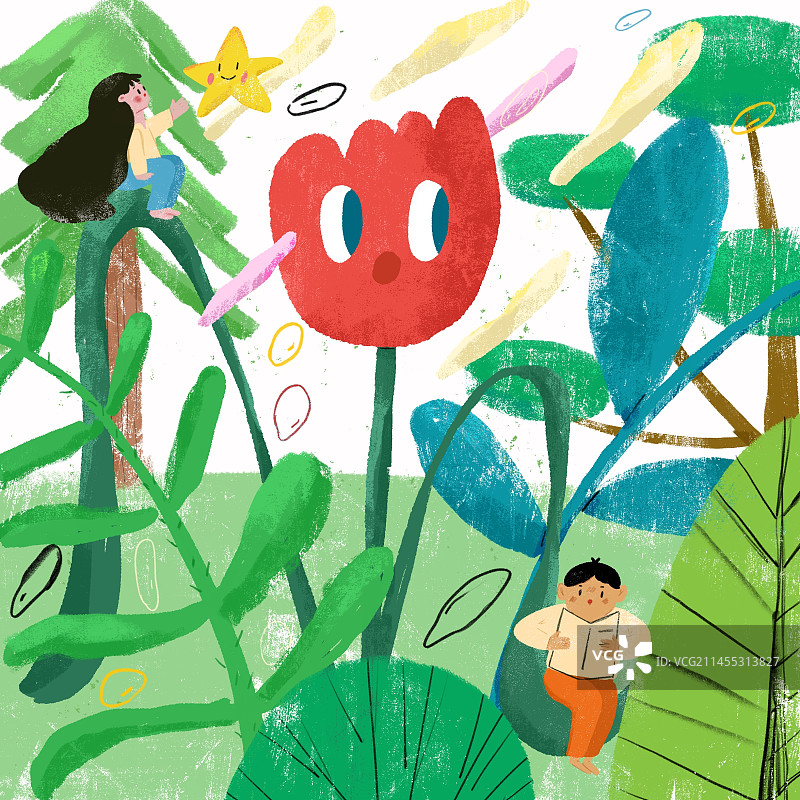 插画植物肌理人物图片素材