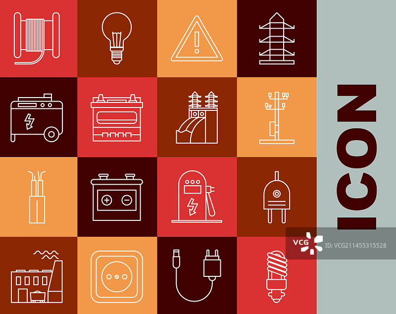 LED灯泡电插头高压线条组合图片素材