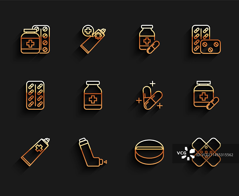 药膏、吸入器等医疗用品图标图片素材