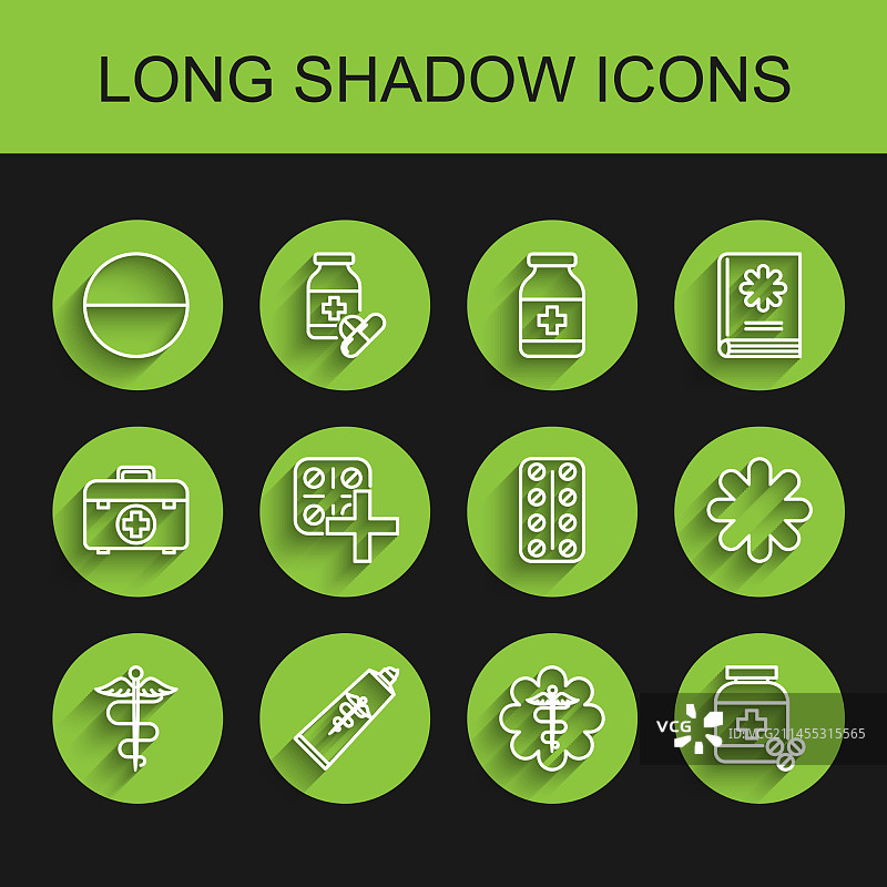 蛇形杖蛇医疗符号药膏线条组合图片素材