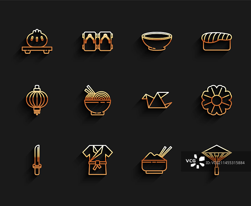 日本武士刀和服饺子图标图片素材