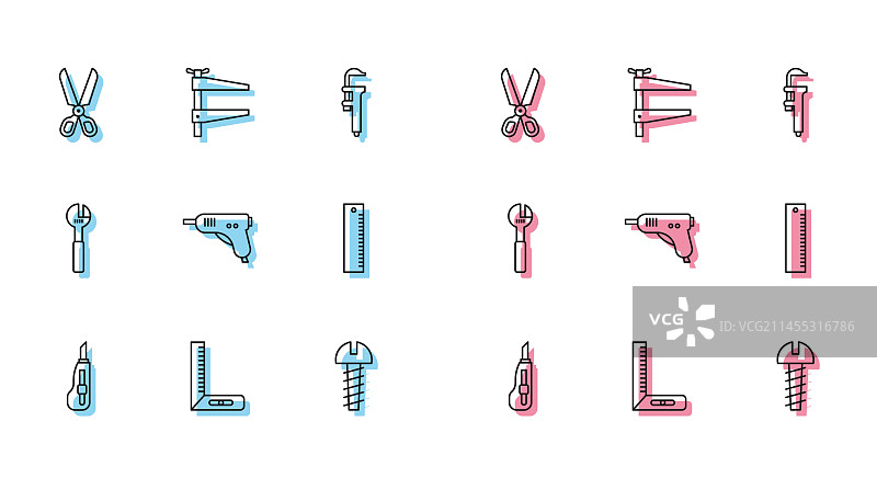 文具刀、角尺、剪刀图案图片素材
