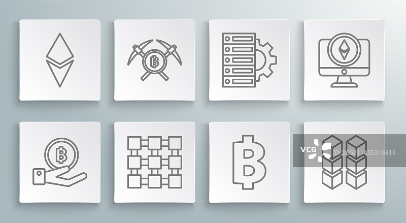 手持比特币和十字镐图片素材