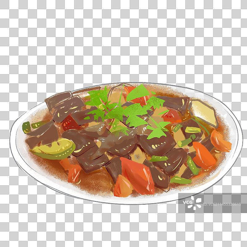 炒肉过油肉美食手绘图片素材