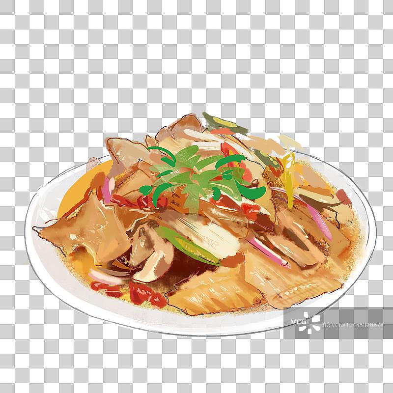 椒麻鸡手绘美食图片素材