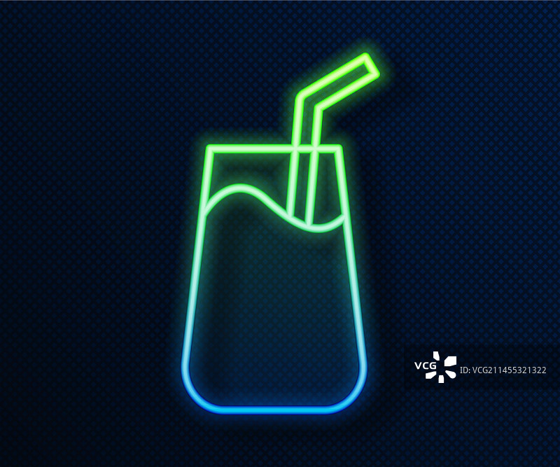 发光霓虹灯线条鸡尾酒和酒精饮料图标图片素材