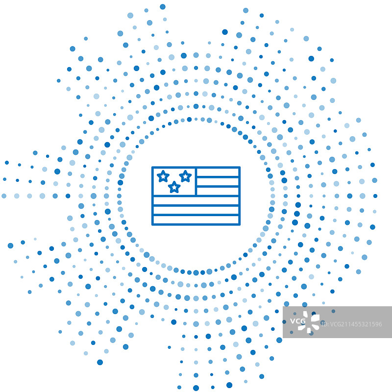白色背景上的蓝色线条美国国旗图标图片素材