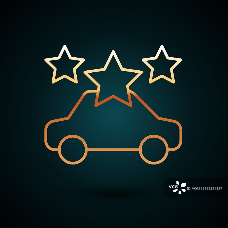 深蓝色背景上的金色线条汽车共享图标图片素材