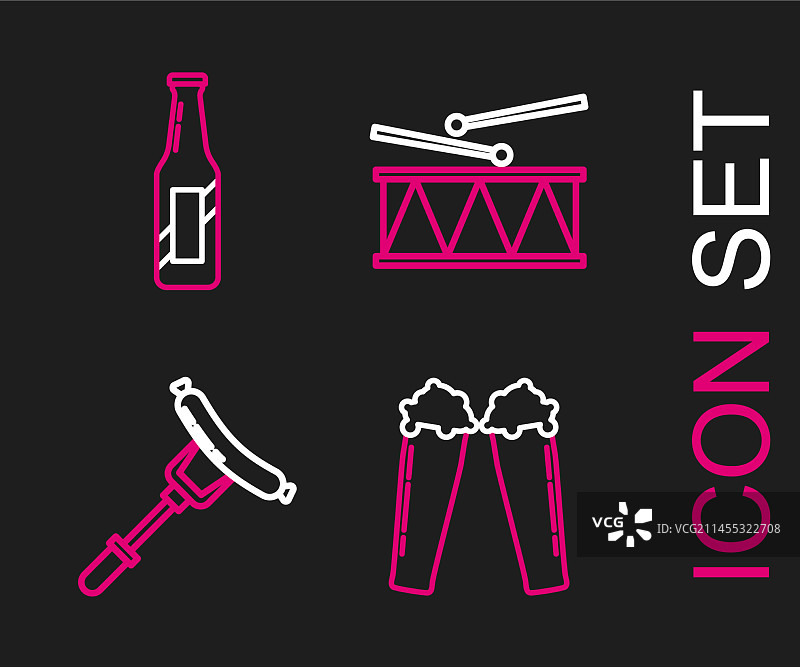 啤酒杯与香肠叉线条素材图片素材