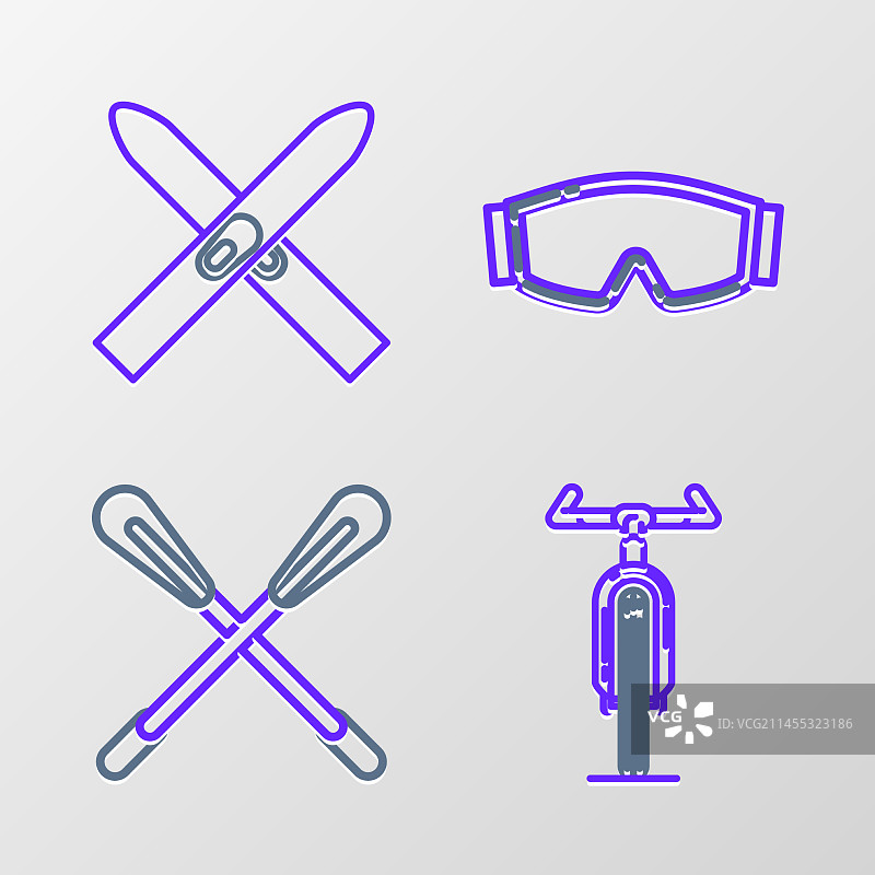 自行车桨滑雪镜交叉组合图片素材