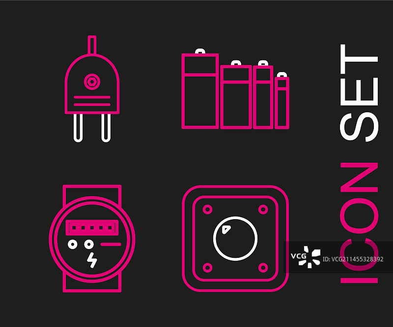 电灯开关、电表、电池等电力设备组合图片素材