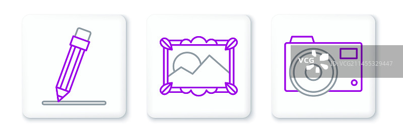 带橡皮擦的相机铅笔图片素材