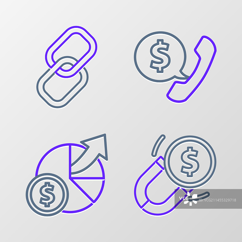 金钱与图表磁铁线条组合图片素材