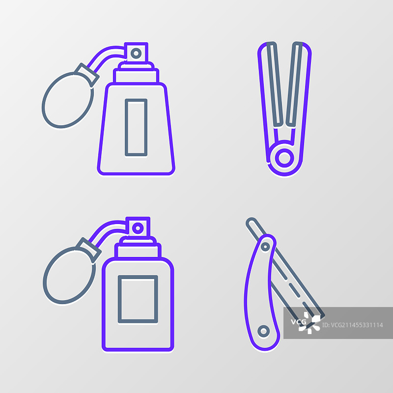 剃须刀、须后水瓶等图标图片素材