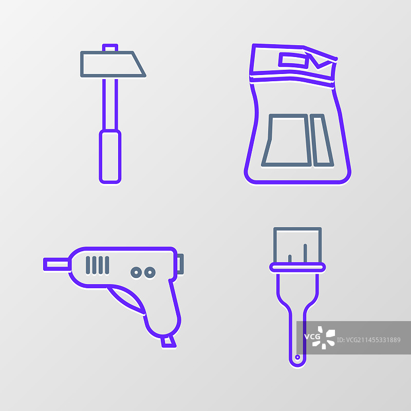 油漆刷热熔胶枪水泥图片素材