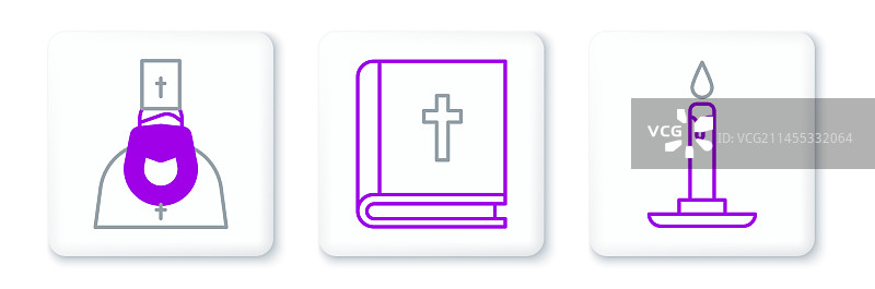 牧师与烛台中的燃烧蜡烛图片素材