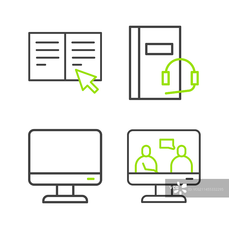在线教育电脑显示器屏幕线条图片素材
