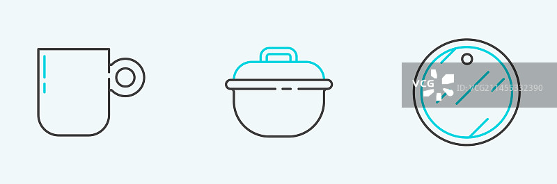 砧板、咖啡杯与烹饪锅图片素材