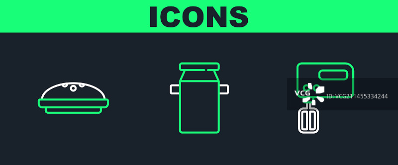 电动搅拌机、自制馅饼和罐头图片素材