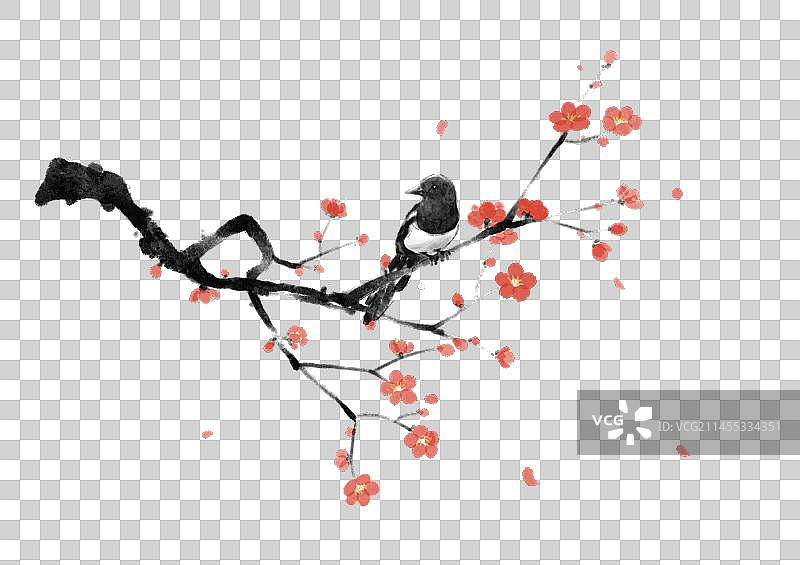 水墨喜上眉梢图片素材