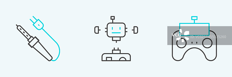 遥控器电烙铁线性组合图片素材