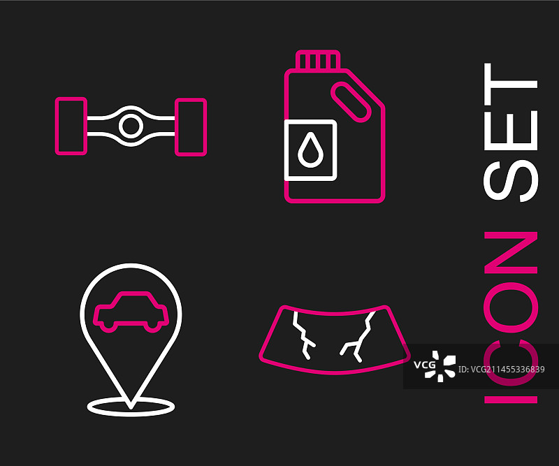 挡风玻璃破损汽车位置组合图片素材