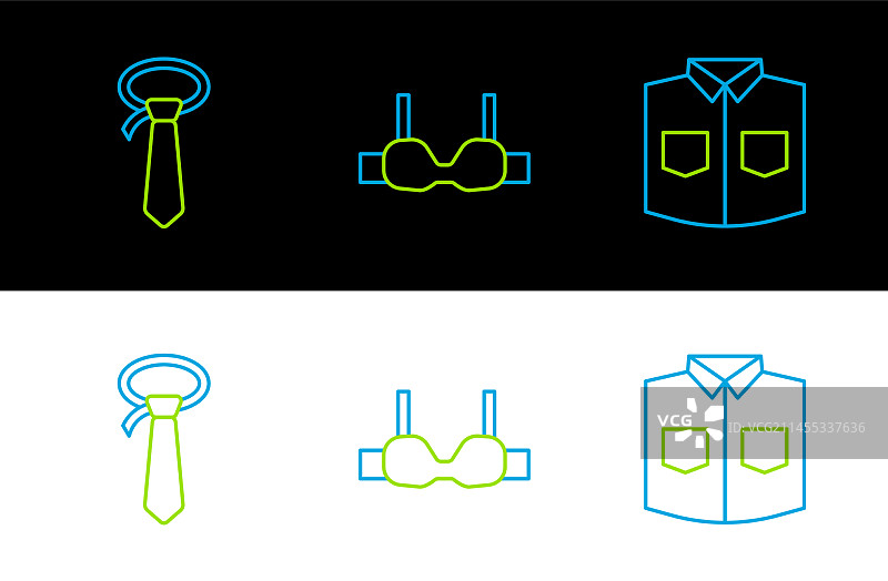 衬衫领带和胸罩图标组合图片素材
