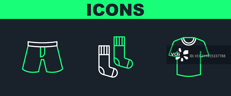 T恤、短裤或裤子和袜子图标图片素材