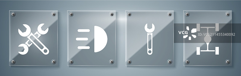 汽车底盘、扳手和远光灯图片素材