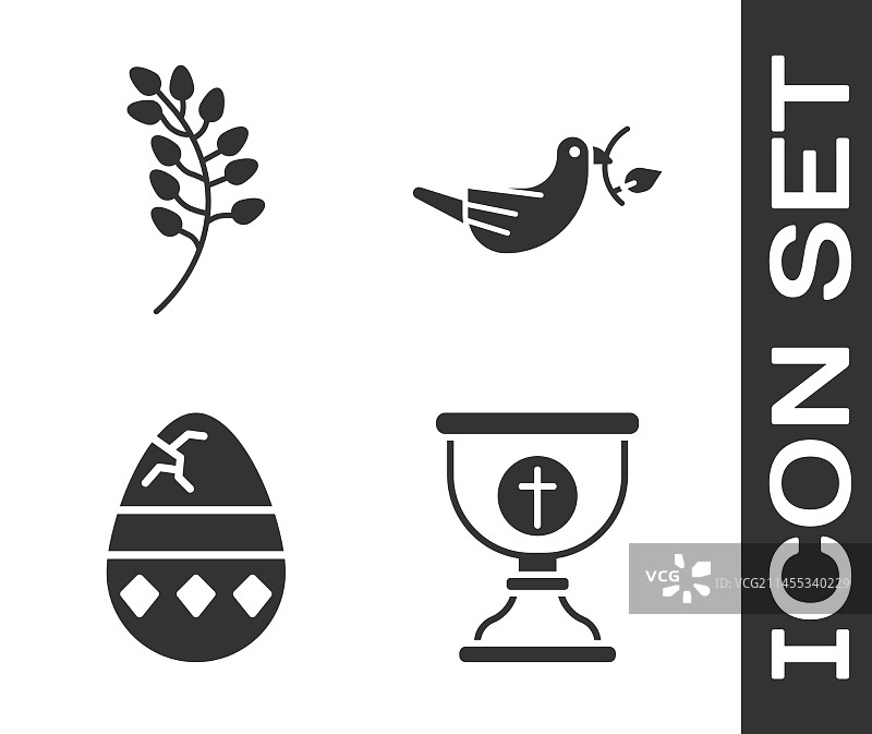 基督教圣杯柳叶裂纹蛋素材套装图片素材