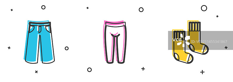 裤子、打底裤和袜子图标合集图片素材