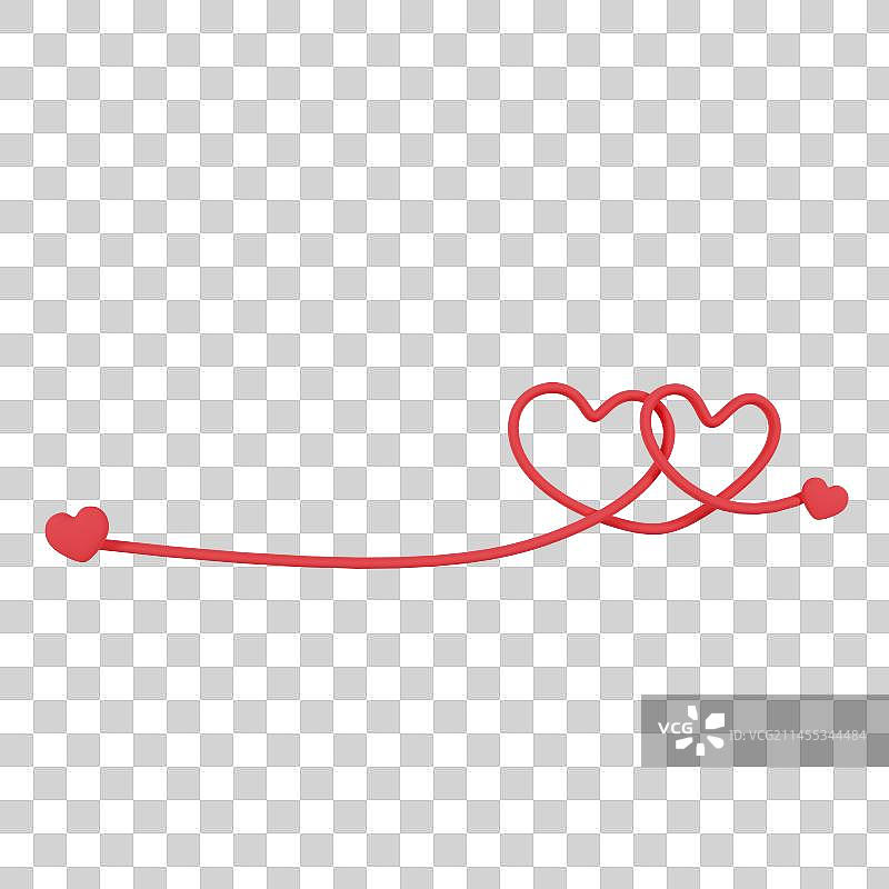 3D立体感恩节爱心情人节爱心心连心飘带元素图片素材