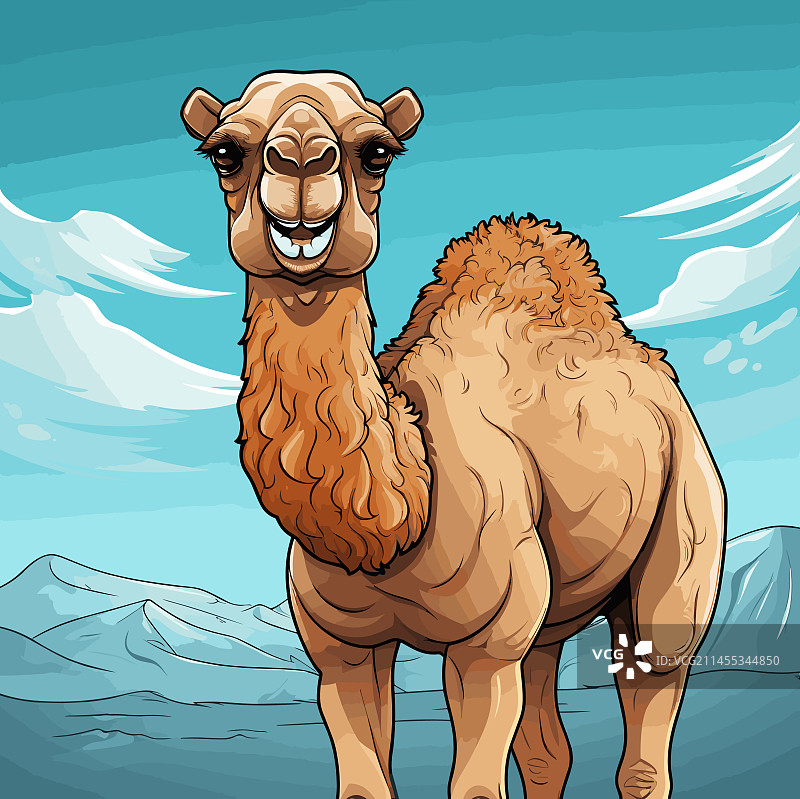 手绘卡通可爱涂鸦风格的骆驼图片素材