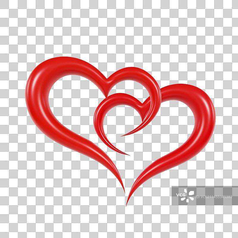 3D立体爱心造型感恩节情人节心型元素图片素材