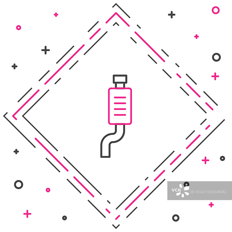 白色背景上的汽车消声器线条图标图片素材