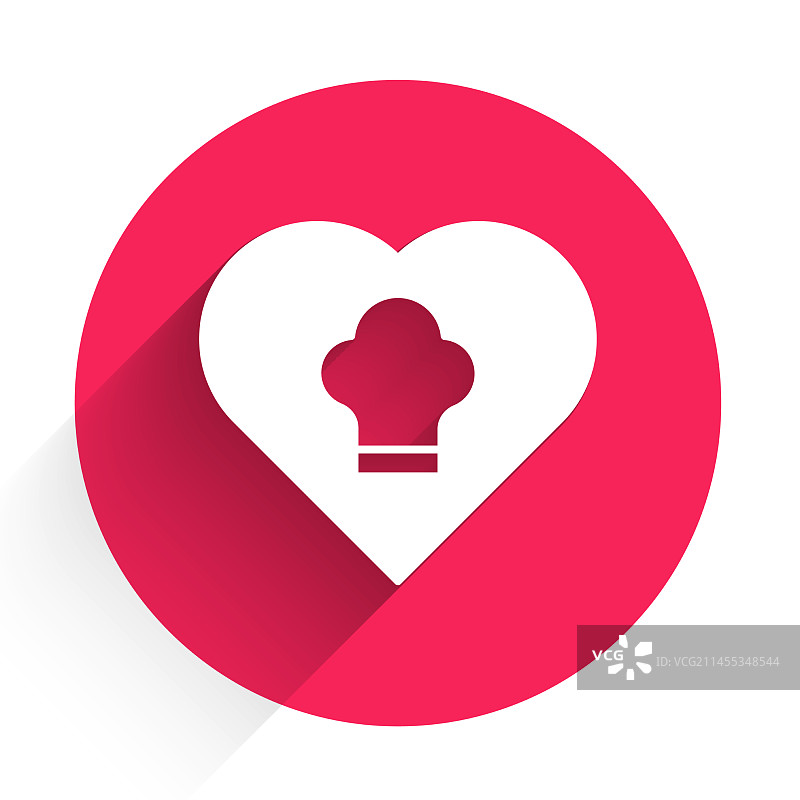 带有长阴影的白色厨师帽图标图片素材