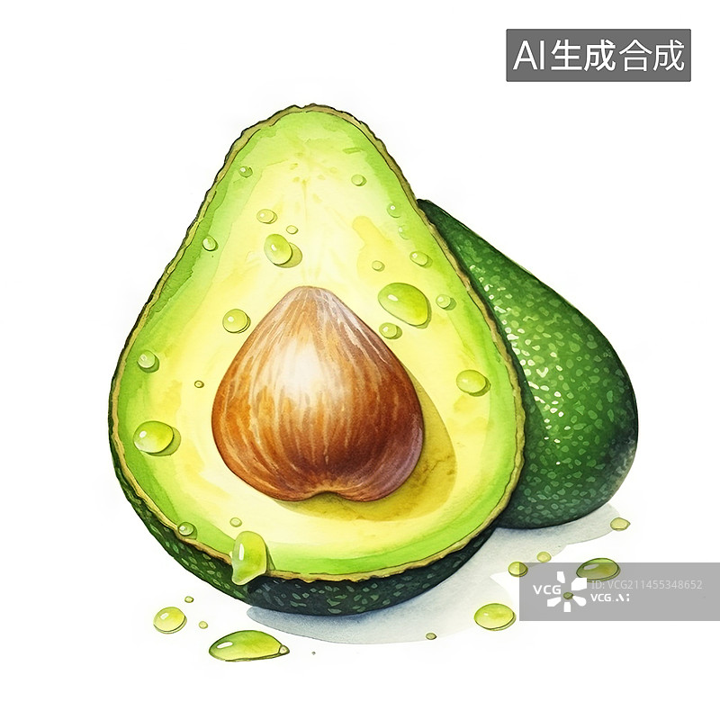 【AI数字艺术】牛油果插画素材图片素材