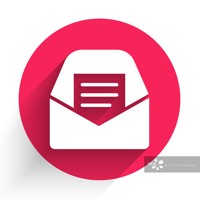 白色邮件和电子邮件图标，长阴影图片素材