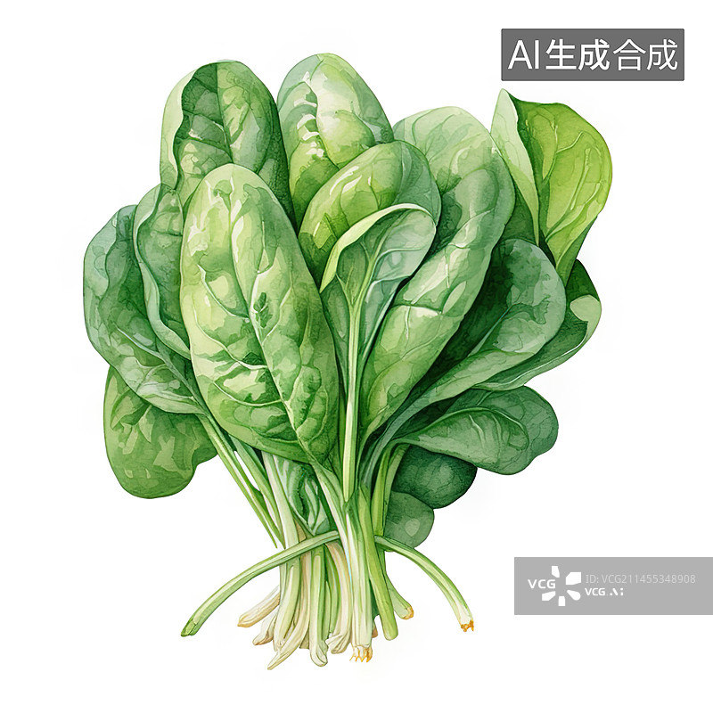 【AI数字艺术】菠菜菜叶插画素材图片素材