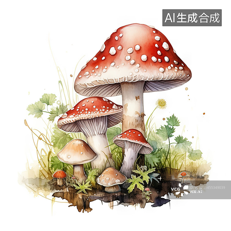 【AI数字艺术】蘑菇插画素材图片素材