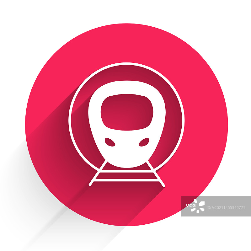 白色火车和铁轨图标，长阴影图片素材