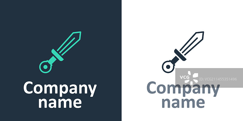 白色背景上的中世纪剑图标标志图片素材