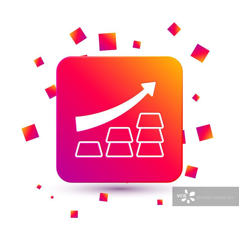 带有金条的白色金融增长图箭头图片素材