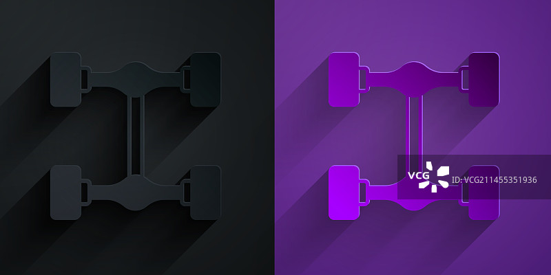 剪纸风格汽车底盘图标，黑色背景图片素材