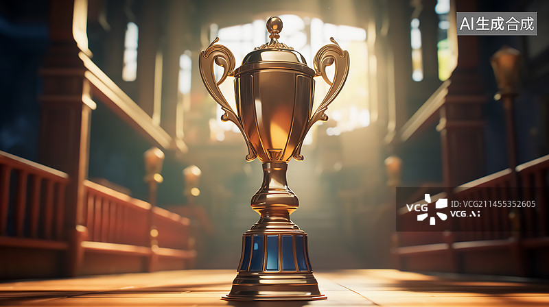【AI数字艺术】冠军奖杯三维插画图片素材