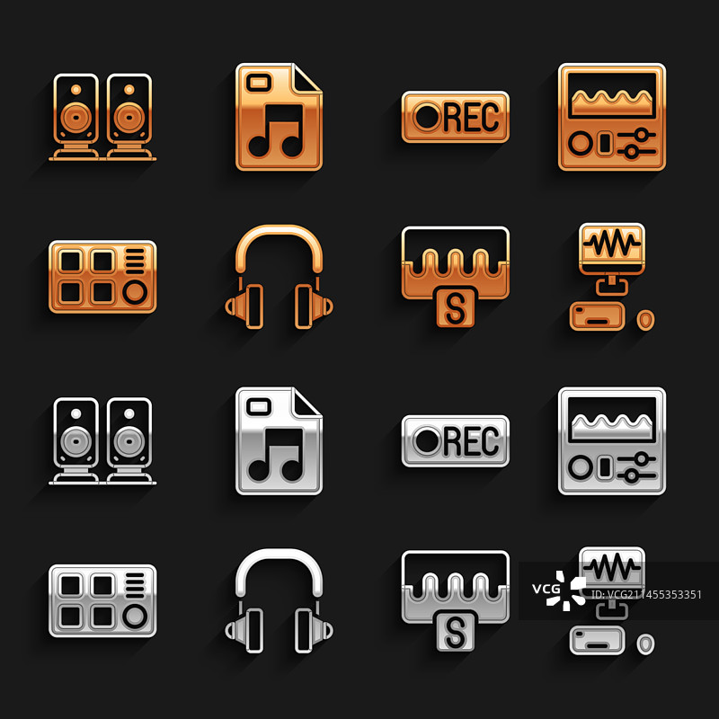 头戴式耳机鼓机音乐录音套装图片素材