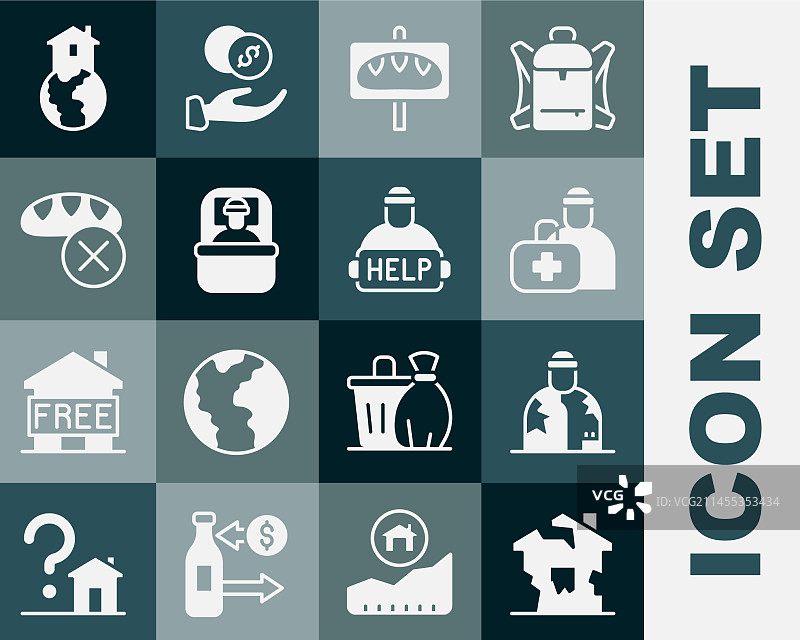 废弃房屋、急救箱与捐赠图片素材