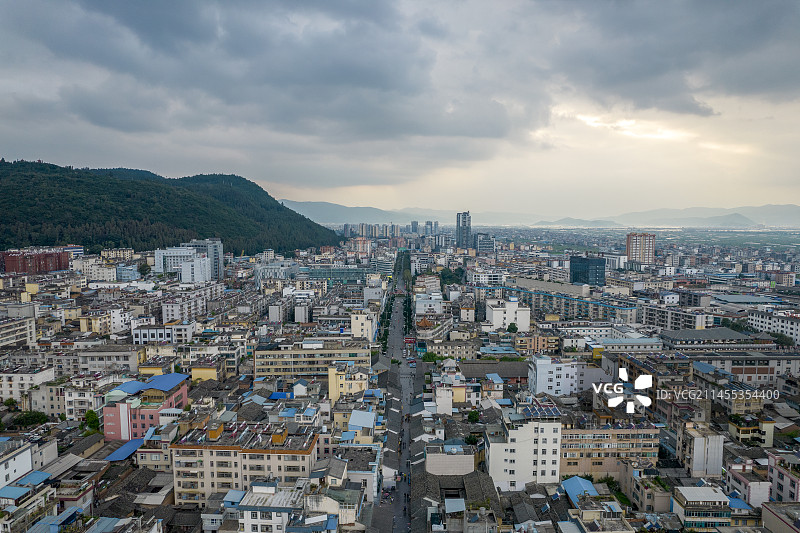 中国云南省玉溪市通海县全景图航拍图片素材